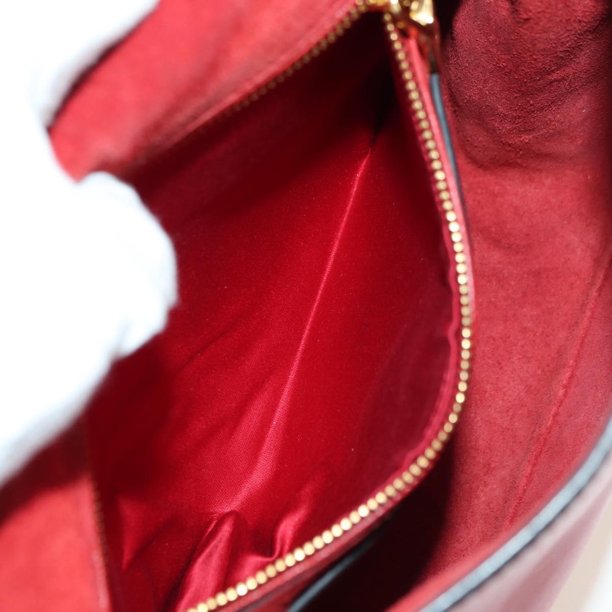 Miu Miu Chain Dahlia Shoulder Bag Leather Red Gold Auth 177448A