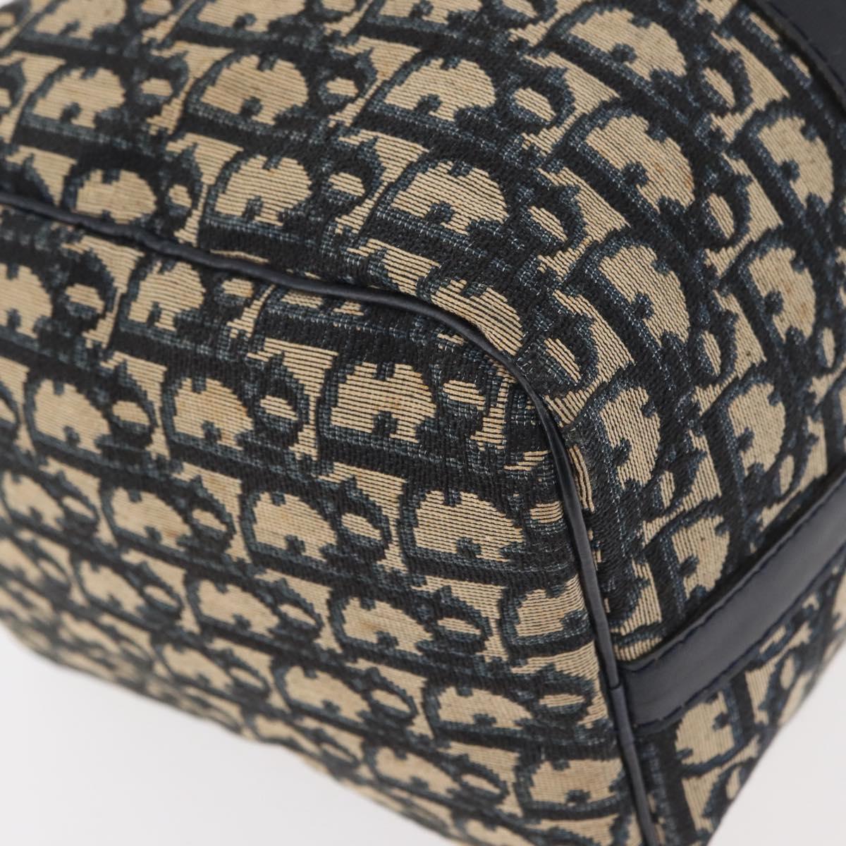 Christian Dior Trotter Canvas Boston Bag Navy Silver Auth 177449