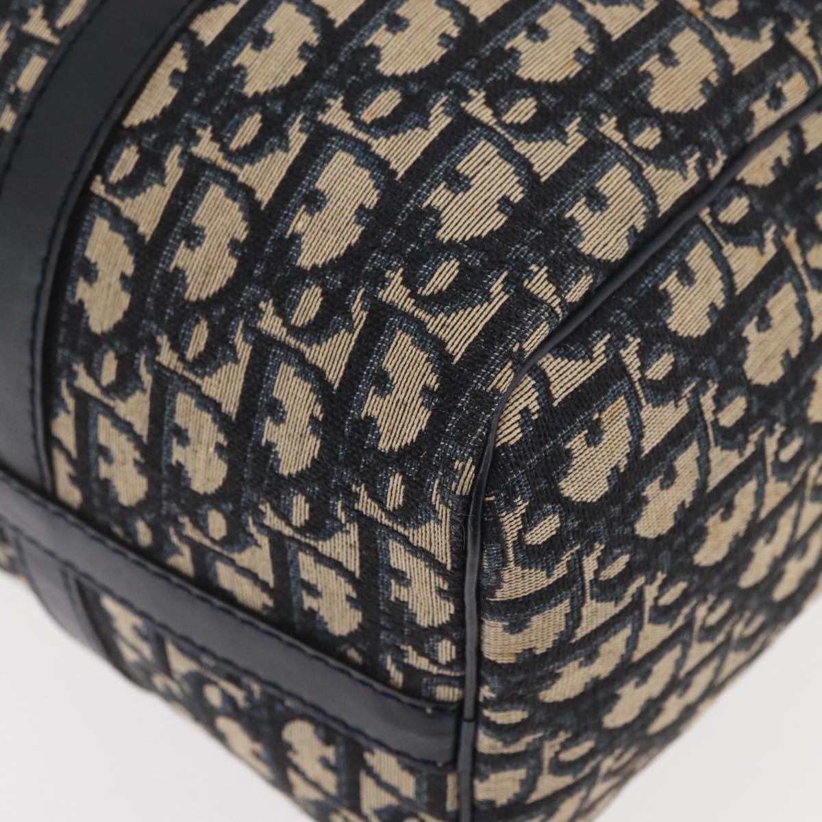Christian Dior Trotter Canvas Boston Bag Navy Silver Auth 177449