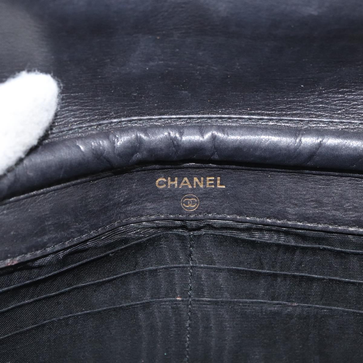 CHANEL COCO Mark Chain Shoulder Bag Patent Leather Black Gold CC Auth 177451A