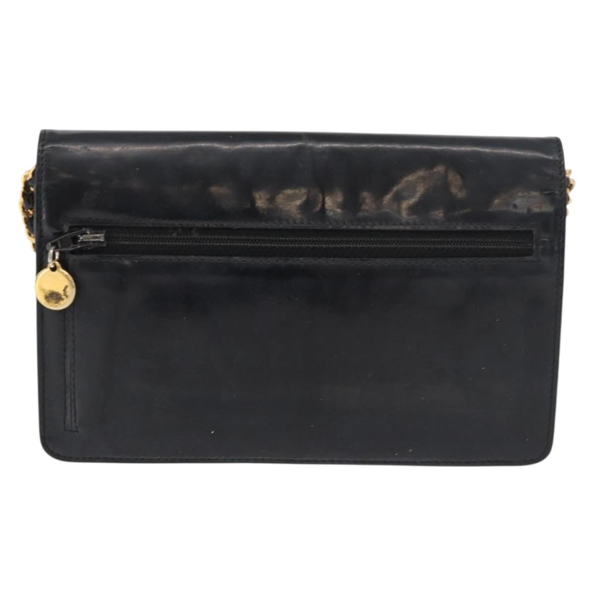 CHANEL COCO Mark Chain Shoulder Bag Patent Leather Black Gold CC Auth 177451A