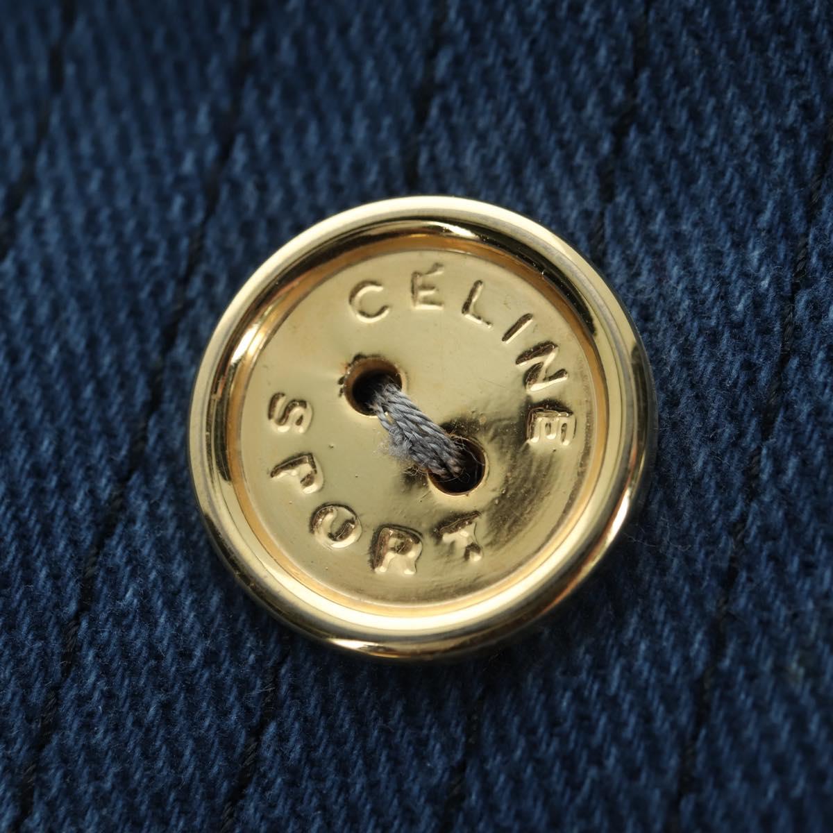 CELINE Skirt Denim Blue Gold Auth 177454V