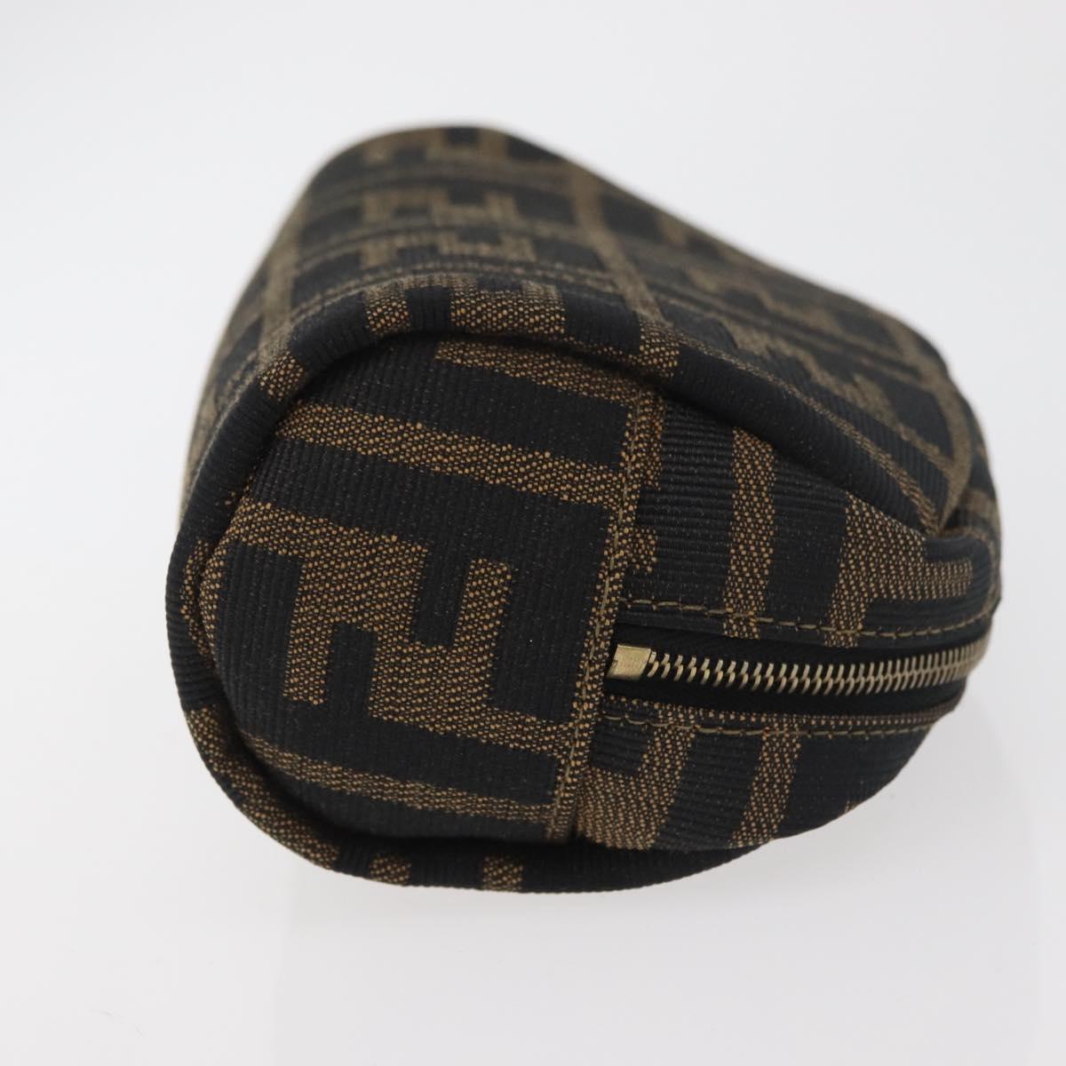 FENDI Zucca Canvas Pouch Black Brown Auth 177460