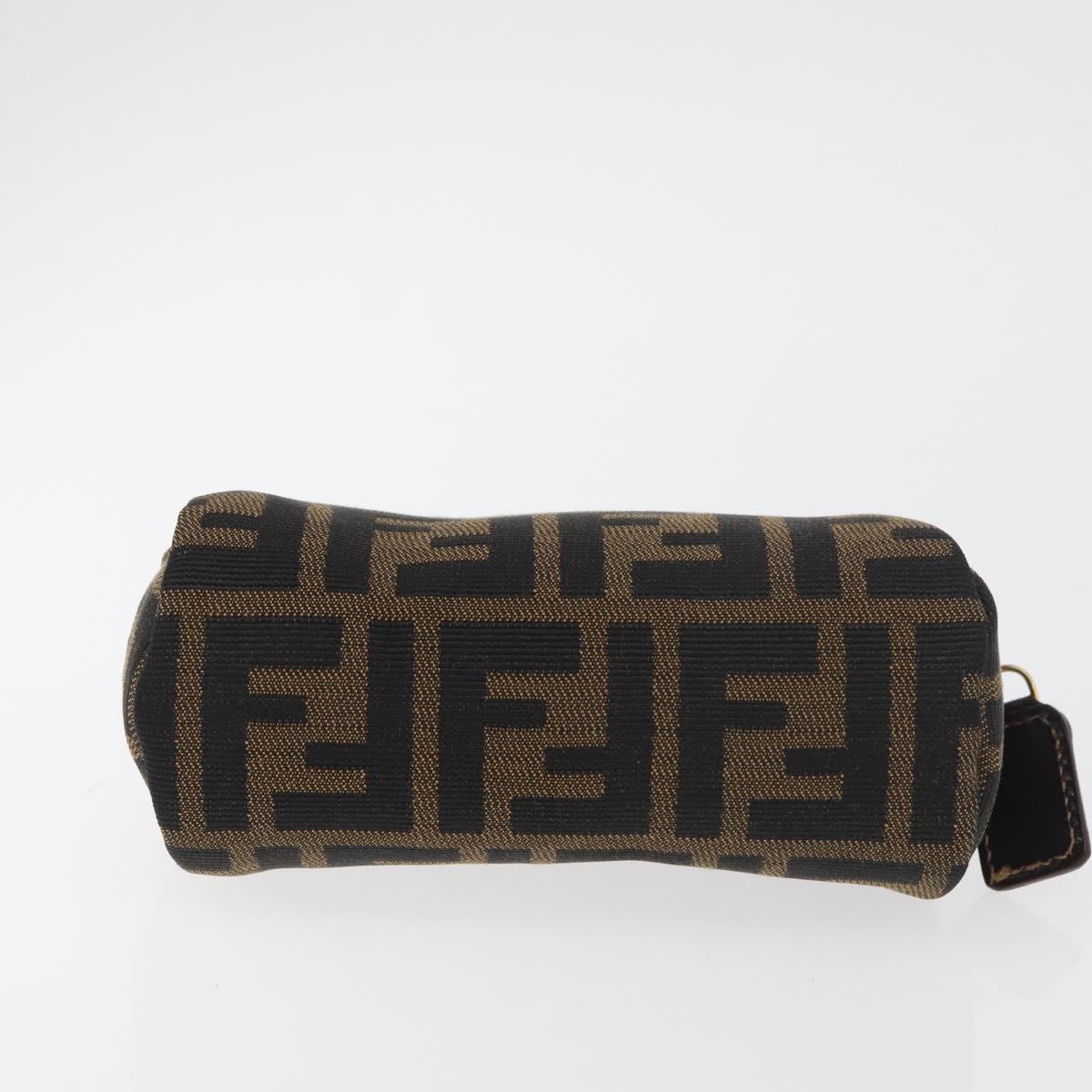 FENDI Zucca Canvas Pouch Black Brown Auth 177460