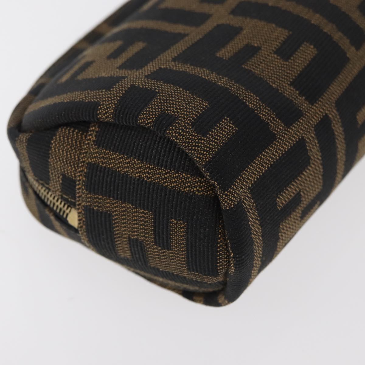 FENDI Zucca Canvas Pouch Black Brown Auth 177460