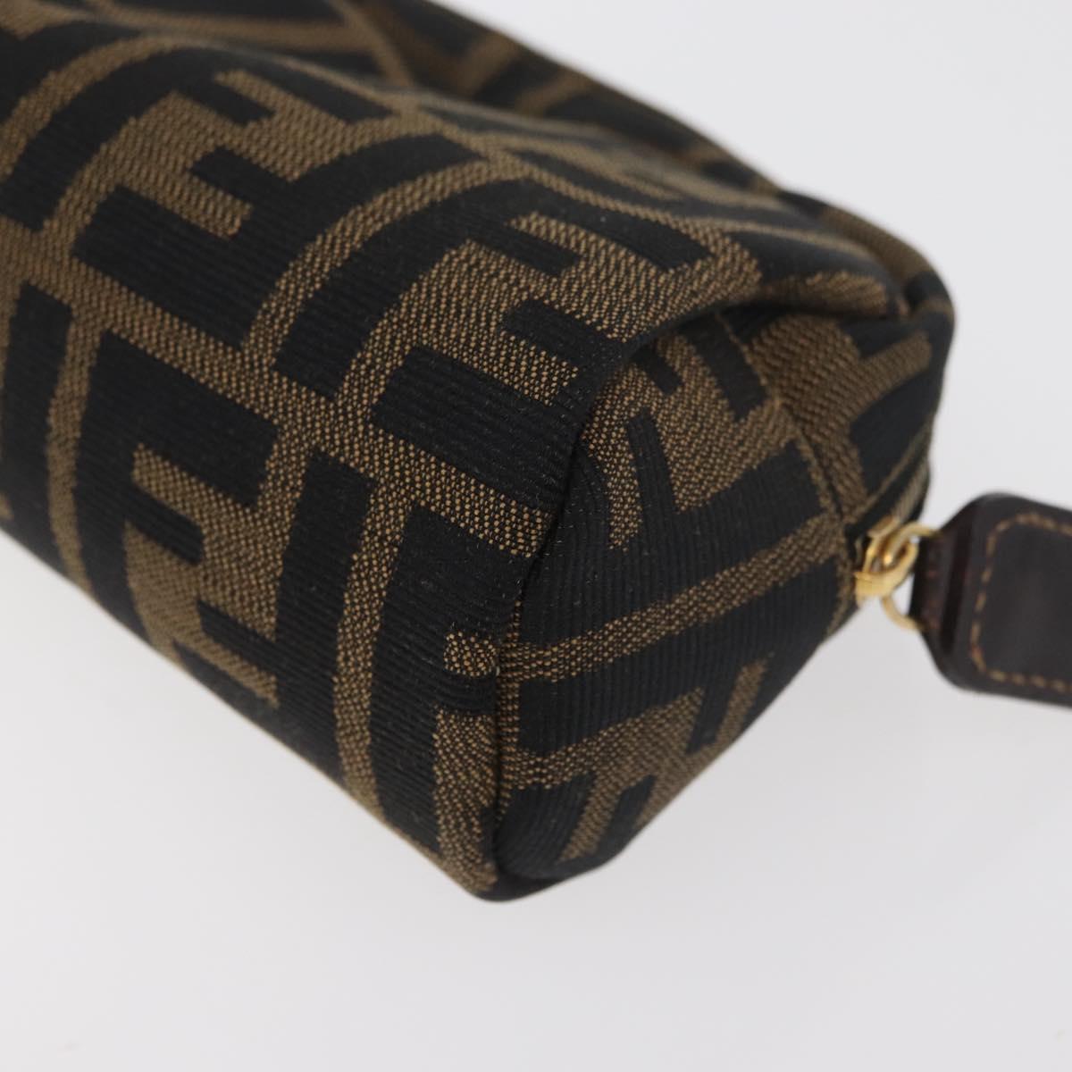 FENDI Zucca Canvas Pouch Black Brown Auth 177460