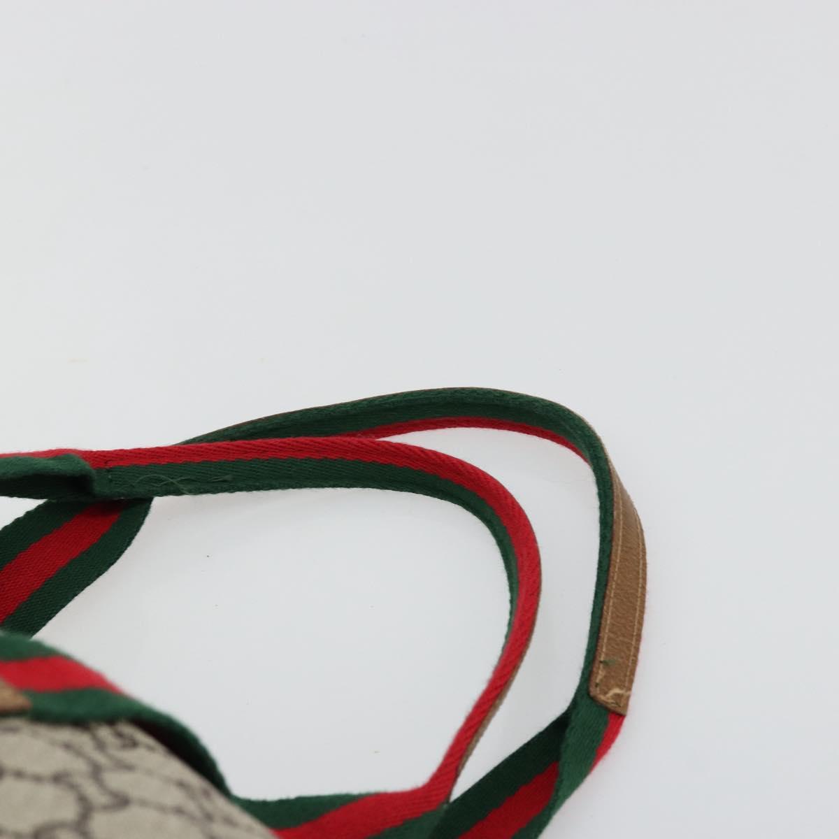 GUCCI GG Plus Supreme Web Sherry Line Boston Bag PVC Beige Gold Auth 177468A