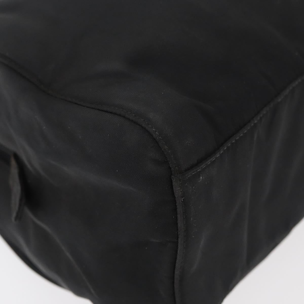 PRADA Hand Bag Nylon Black Silver Auth 177469