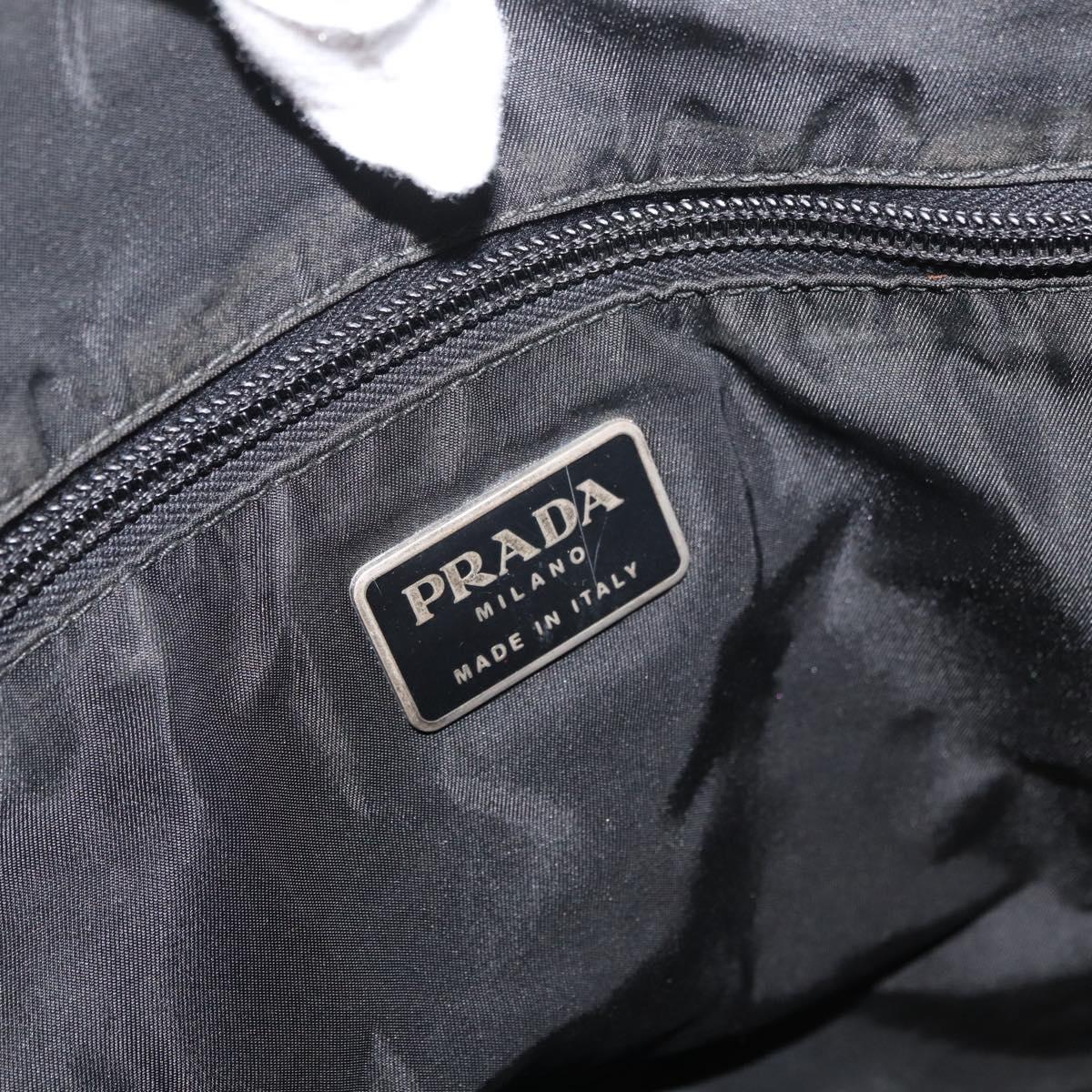 PRADA Hand Bag Nylon Black Silver Auth 177469