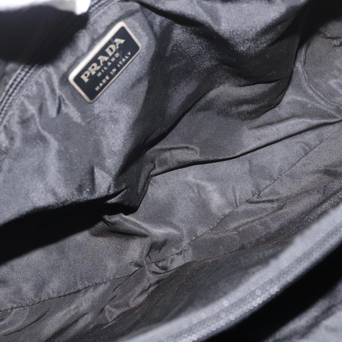 PRADA Hand Bag Nylon Black Silver Auth 177469