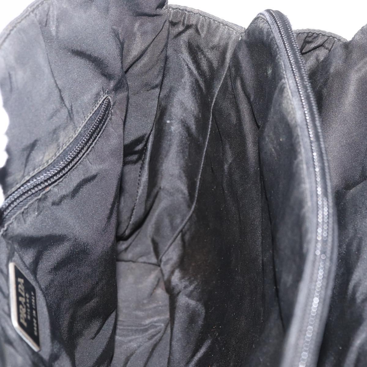 PRADA Hand Bag Nylon Black Silver Auth 177469