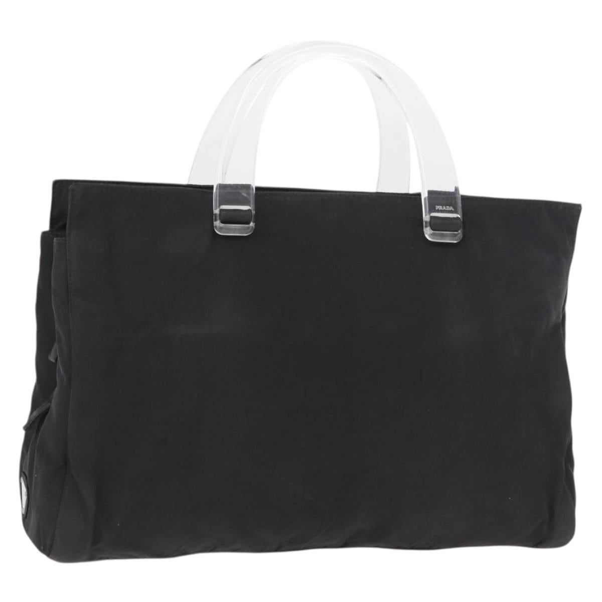PRADA Hand Bag Nylon Black Silver Auth 177469
