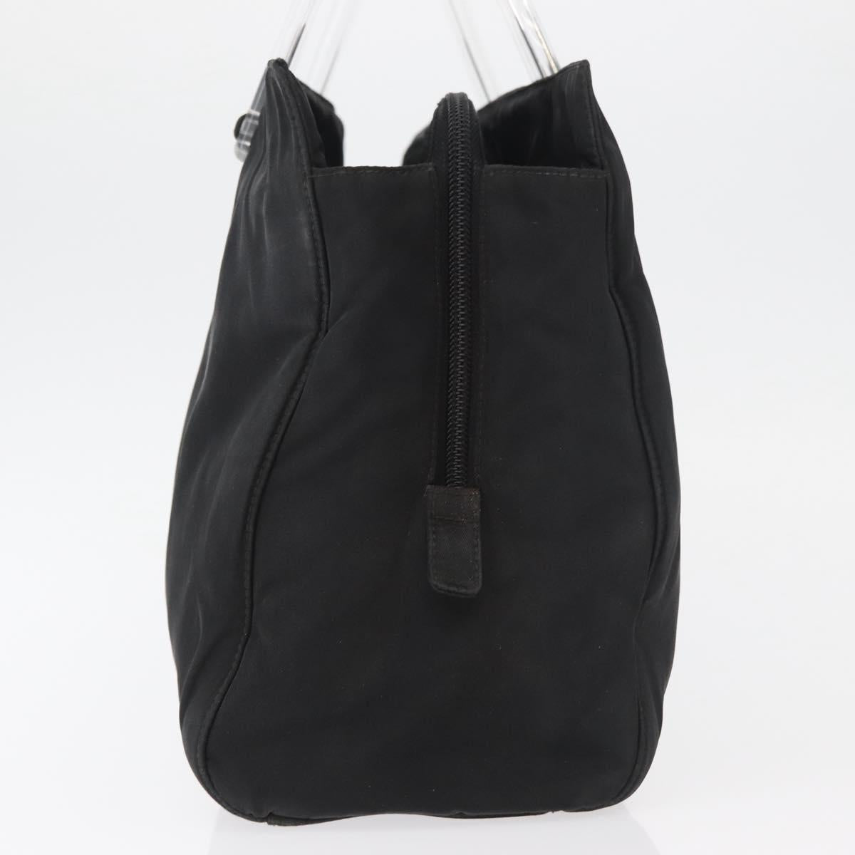 PRADA Hand Bag Nylon Black Silver Auth 177469