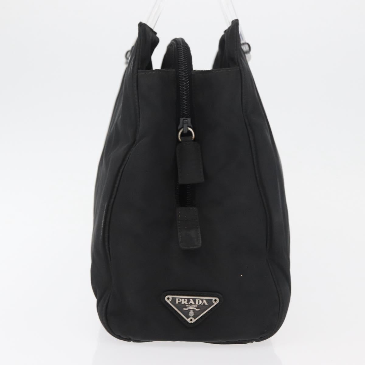 PRADA Hand Bag Nylon Black Silver Auth 177469