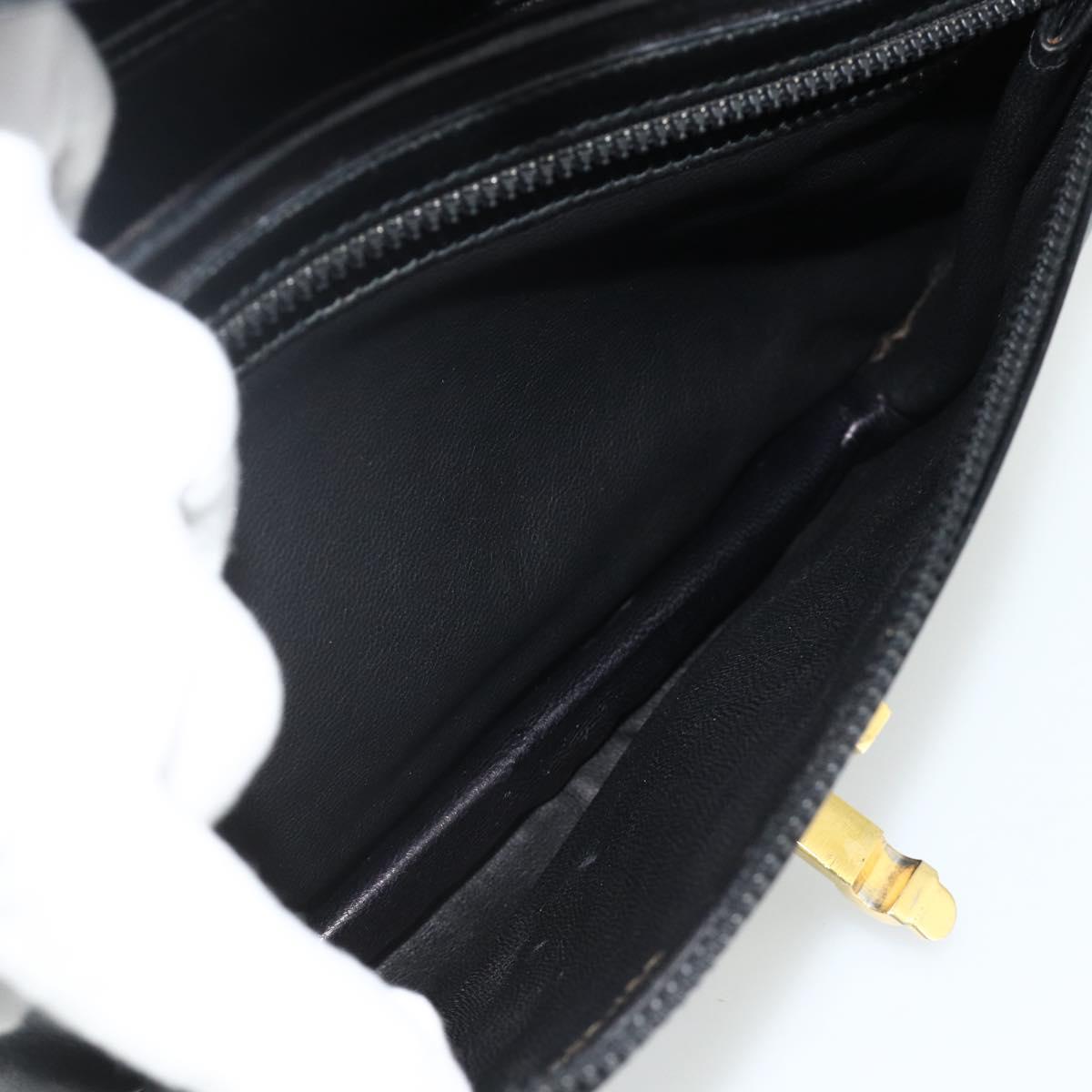 GUCCI Shoulder Bag Leather Black Gold Auth 177470