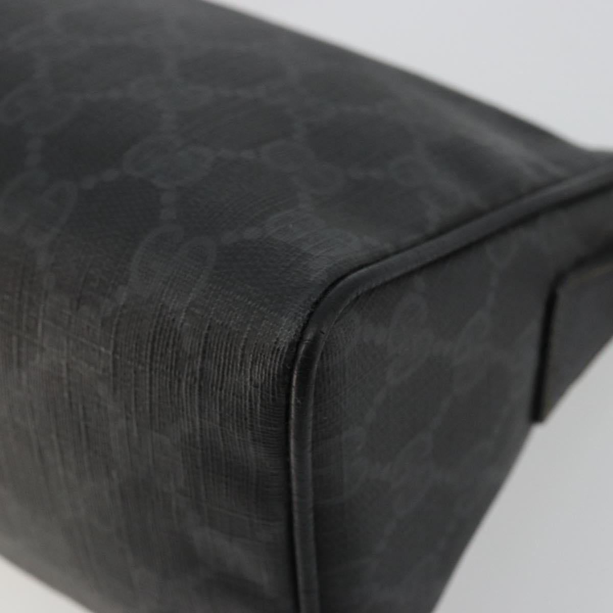 GUCCI GG Supreme Shoulder Bag PVC Black Gold 156 02 086 Auth 177471