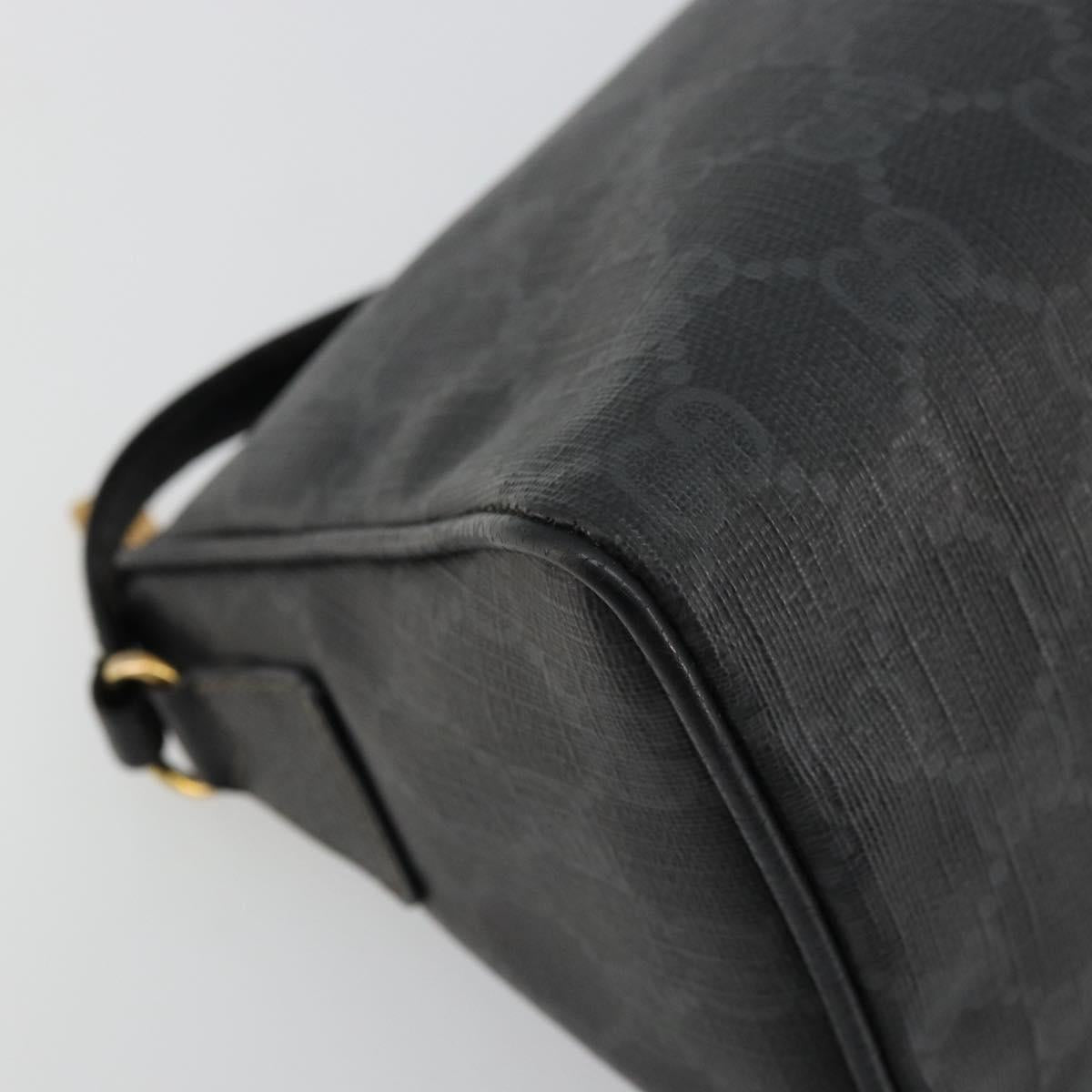 GUCCI GG Supreme Shoulder Bag PVC Black Gold 156 02 086 Auth 177471
