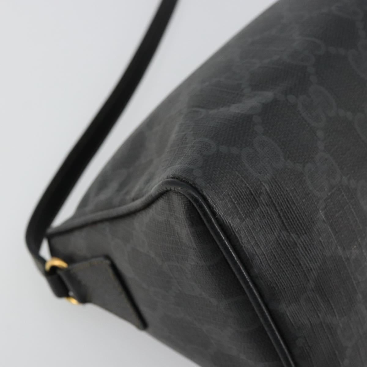 GUCCI GG Supreme Shoulder Bag PVC Black Gold 156 02 086 Auth 177471