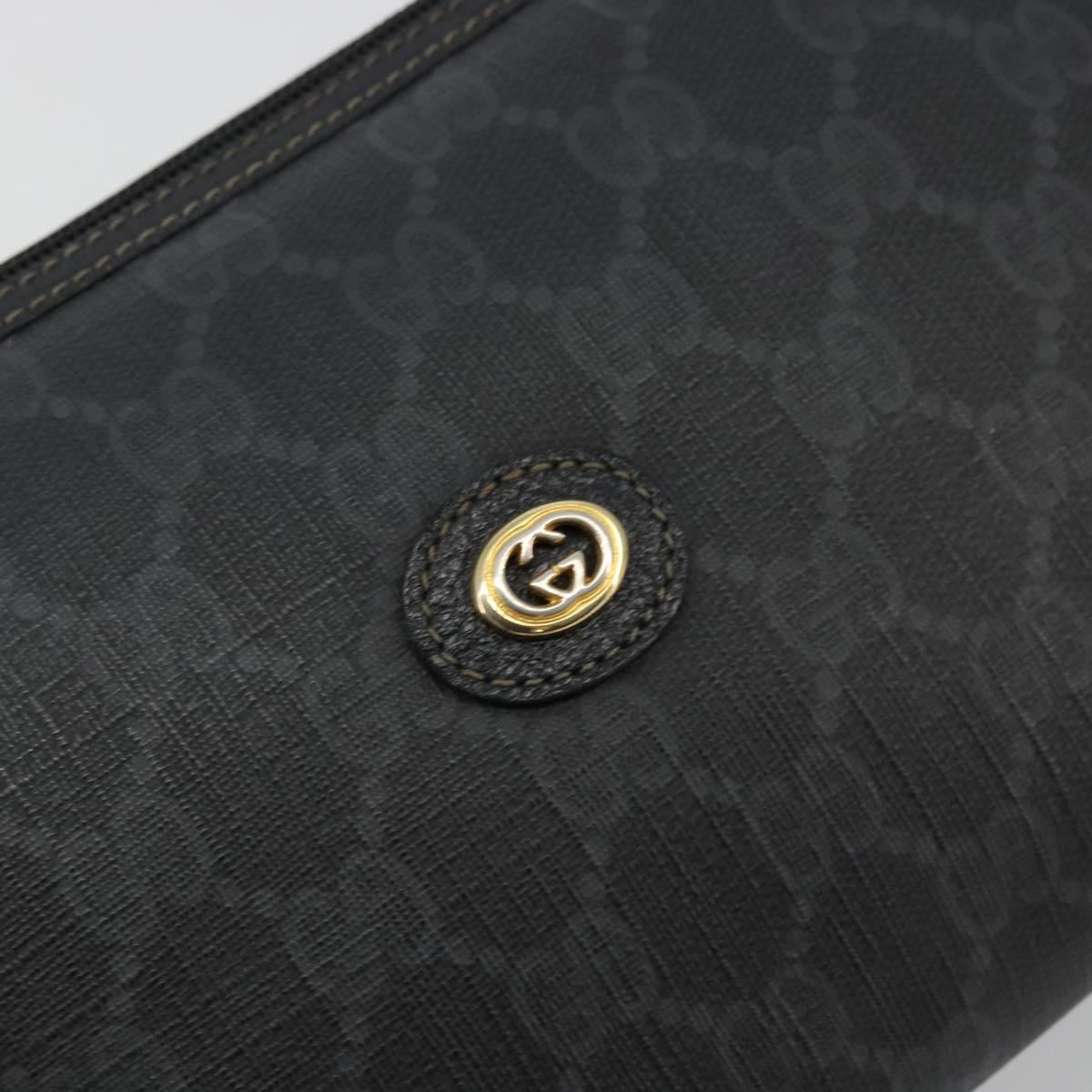 GUCCI GG Supreme Shoulder Bag PVC Black Gold 156 02 086 Auth 177471
