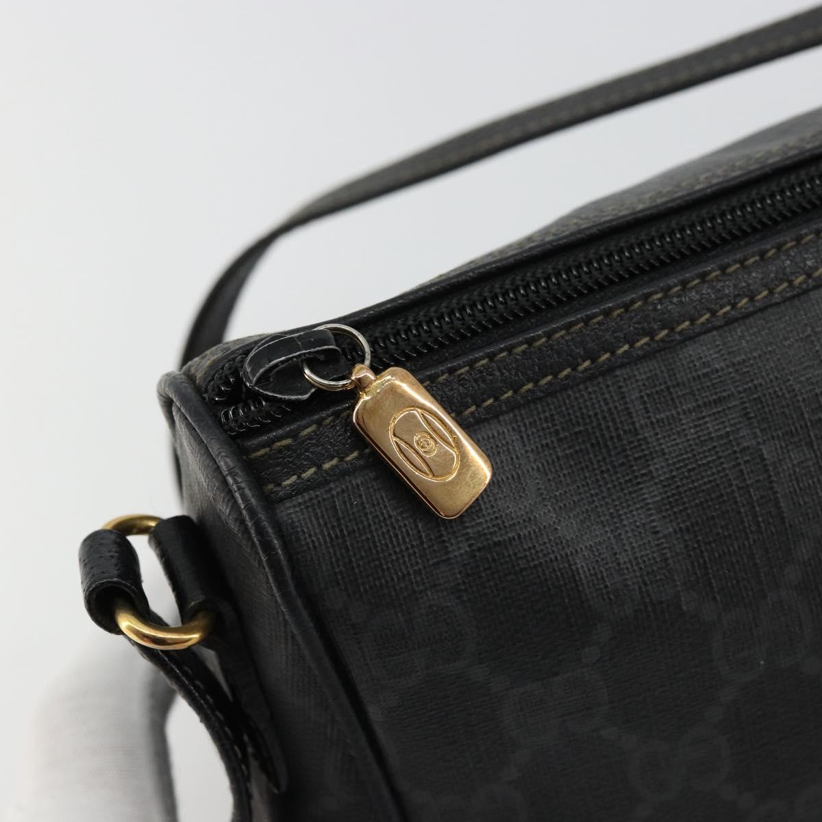 GUCCI GG Supreme Shoulder Bag PVC Black Gold 156 02 086 Auth 177471