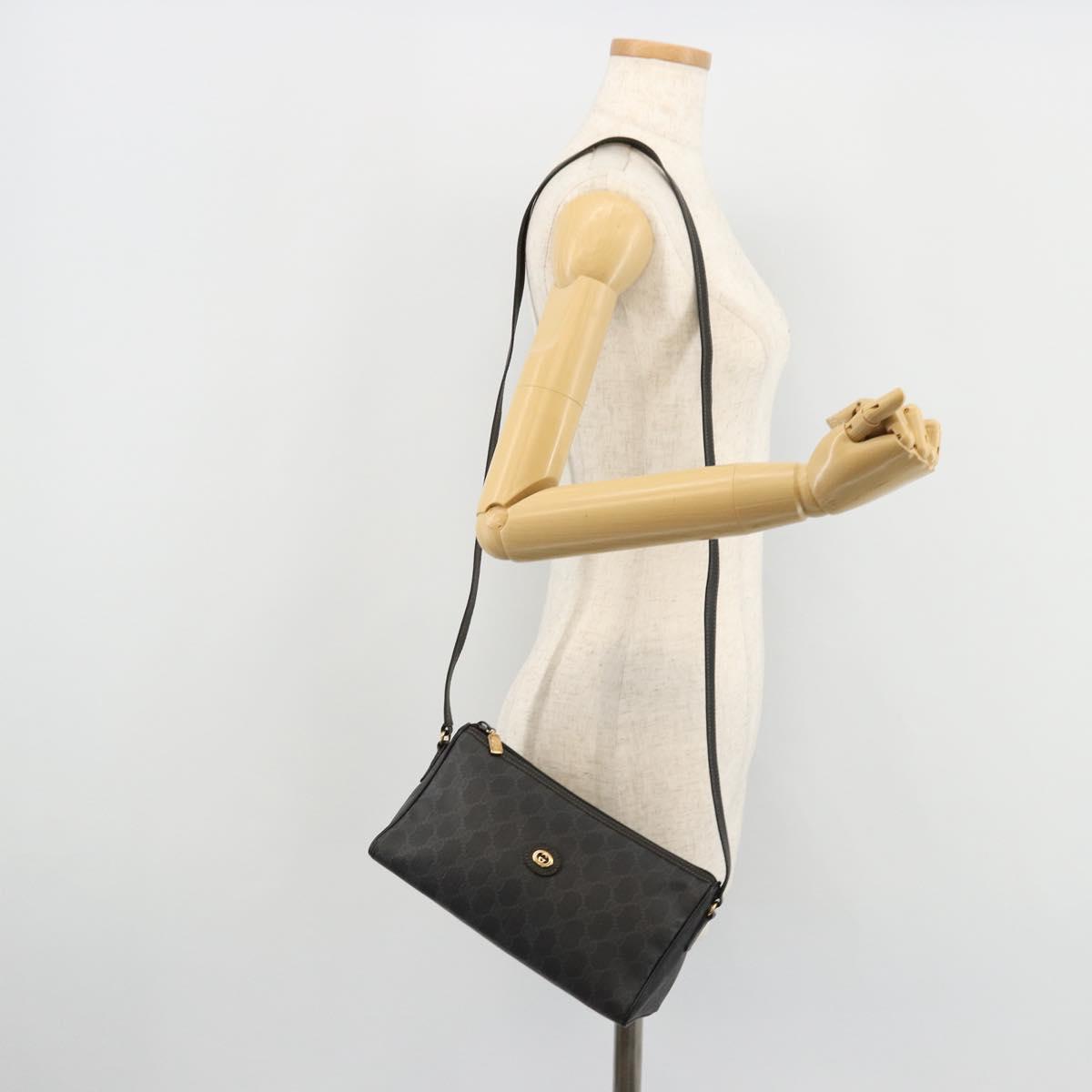GUCCI GG Supreme Shoulder Bag PVC Black Gold 156 02 086 Auth 177471