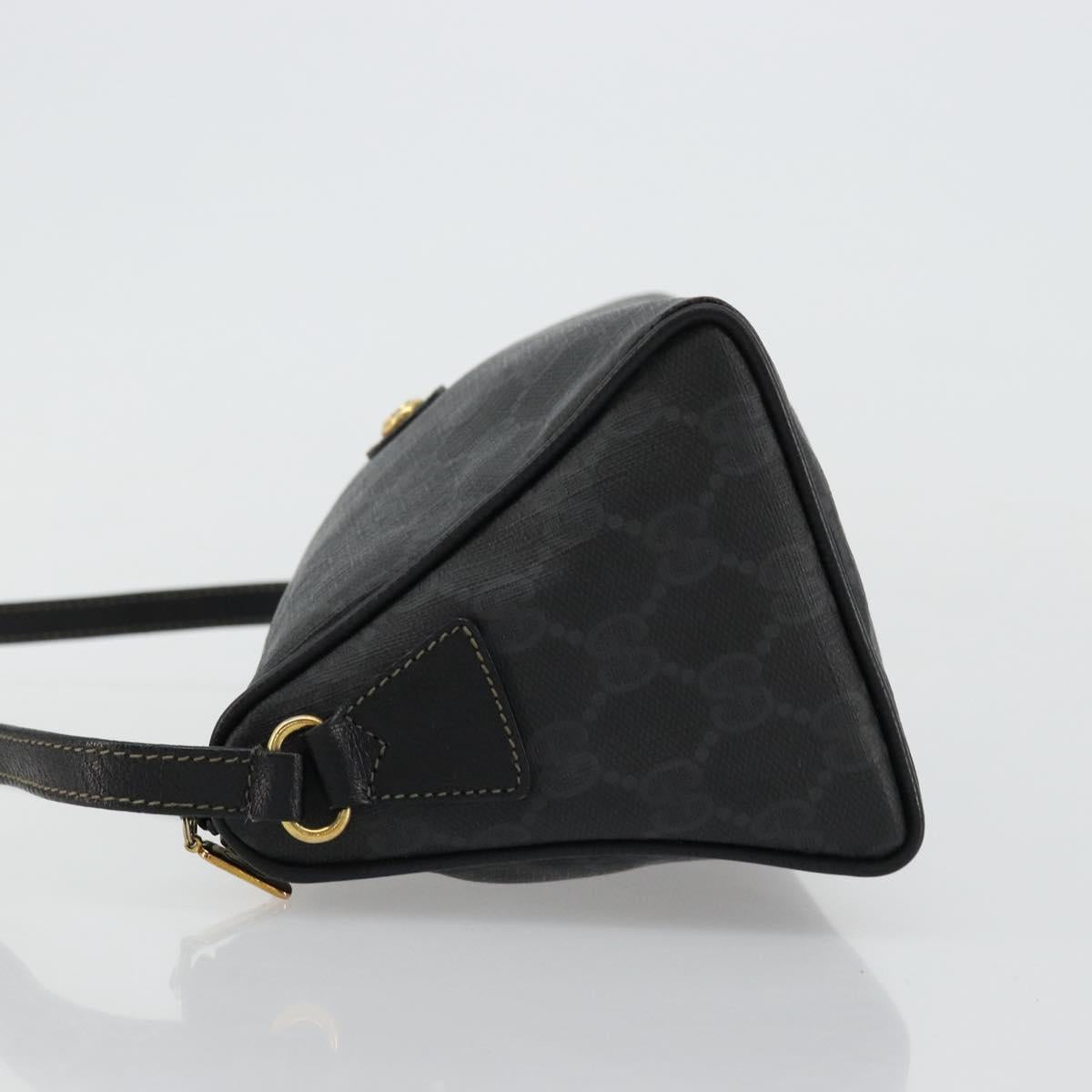 GUCCI GG Supreme Shoulder Bag PVC Black Gold 156 02 086 Auth 177471