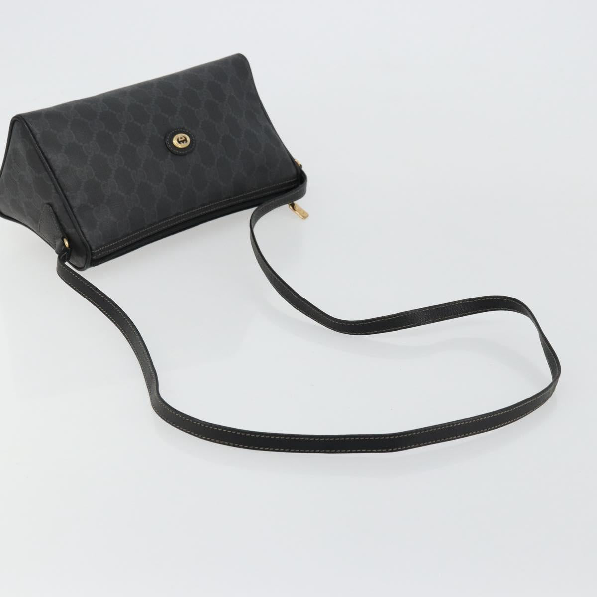 GUCCI GG Supreme Shoulder Bag PVC Black Gold 156 02 086 Auth 177471