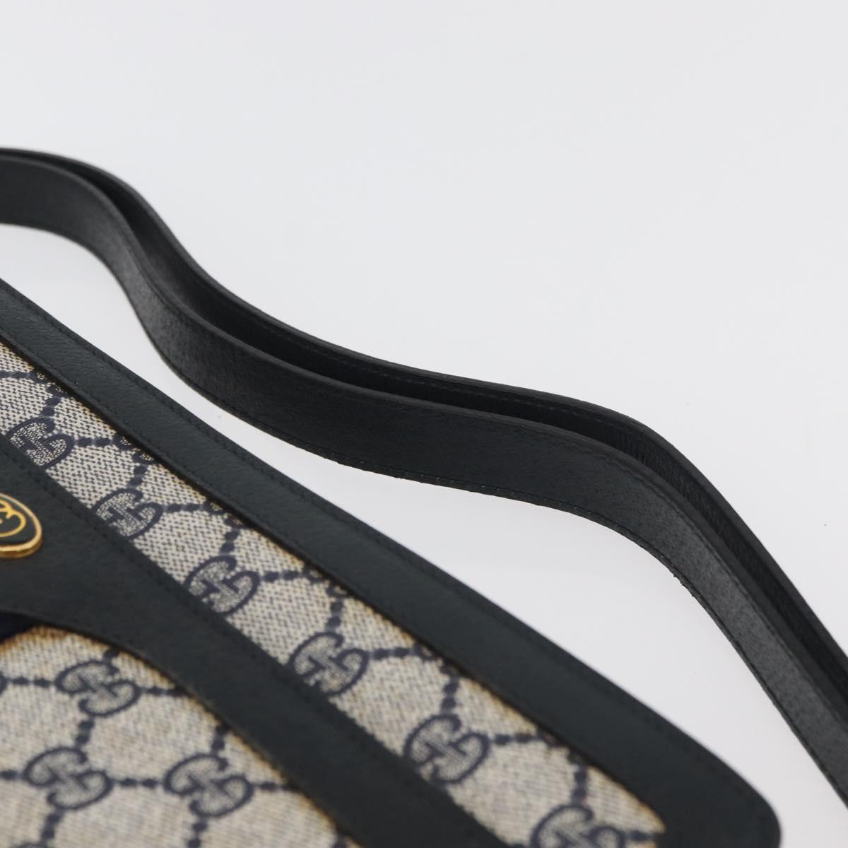 GUCCI GG Supreme Sherry Line Shoulder Bag PVC Navy Gold Auth 177472