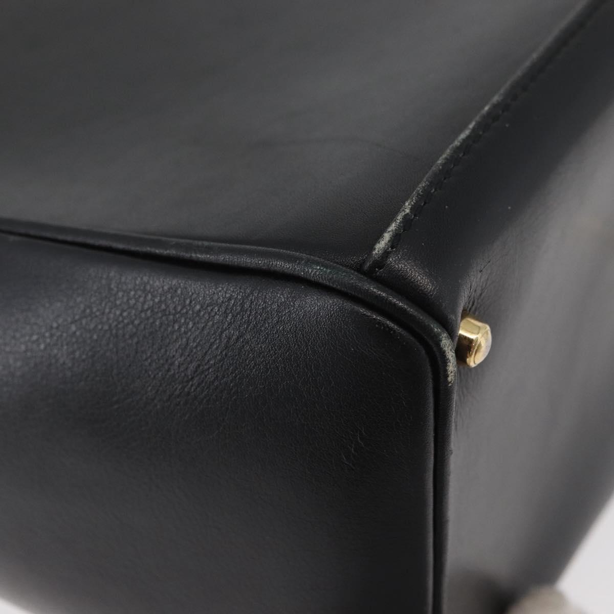 GUCCI Bamboo Hand Bag Leather 2way Black Gold Auth 177474