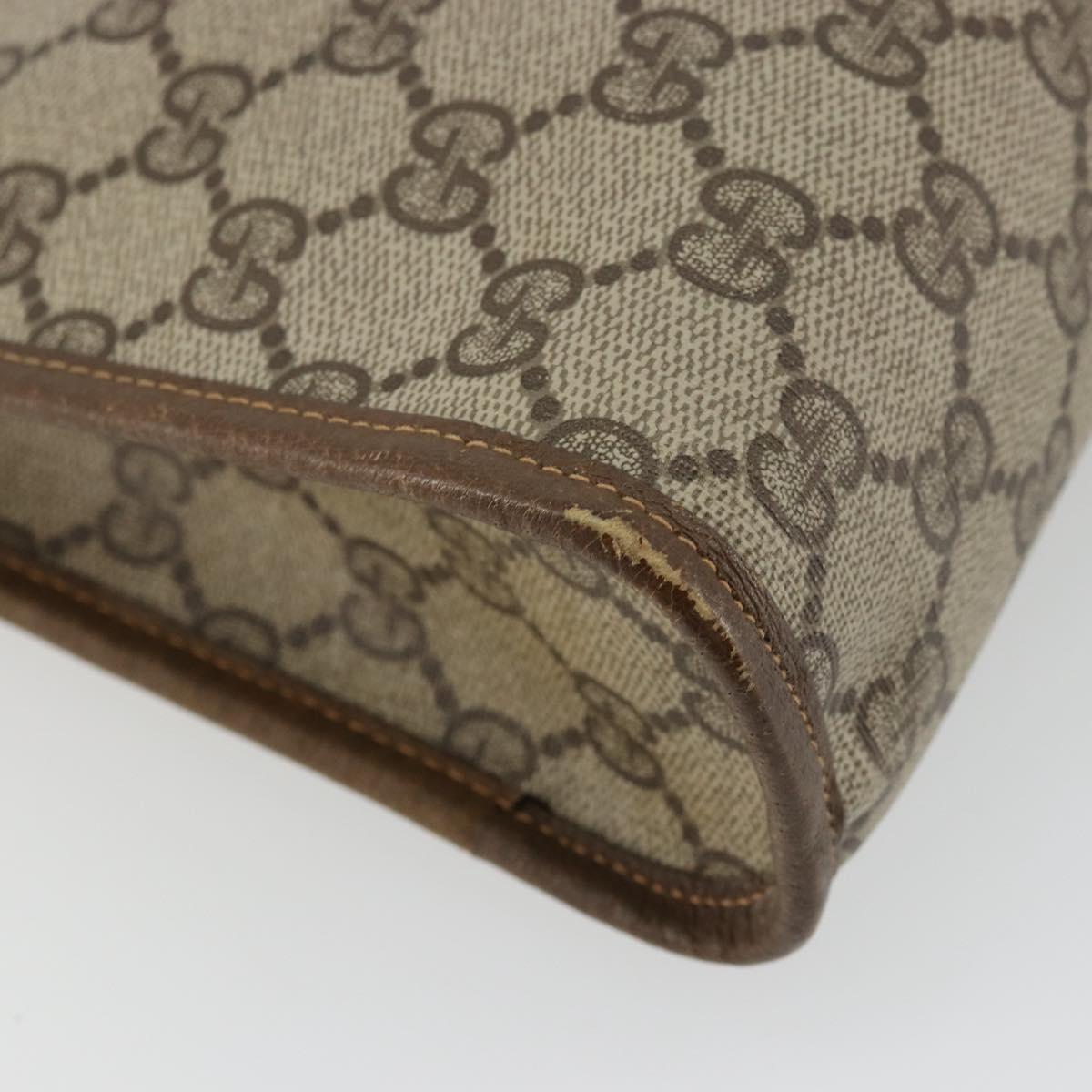 GUCCI GG Supreme Clutch Bag PVC Beige Gold 97 01 038 Auth 177482