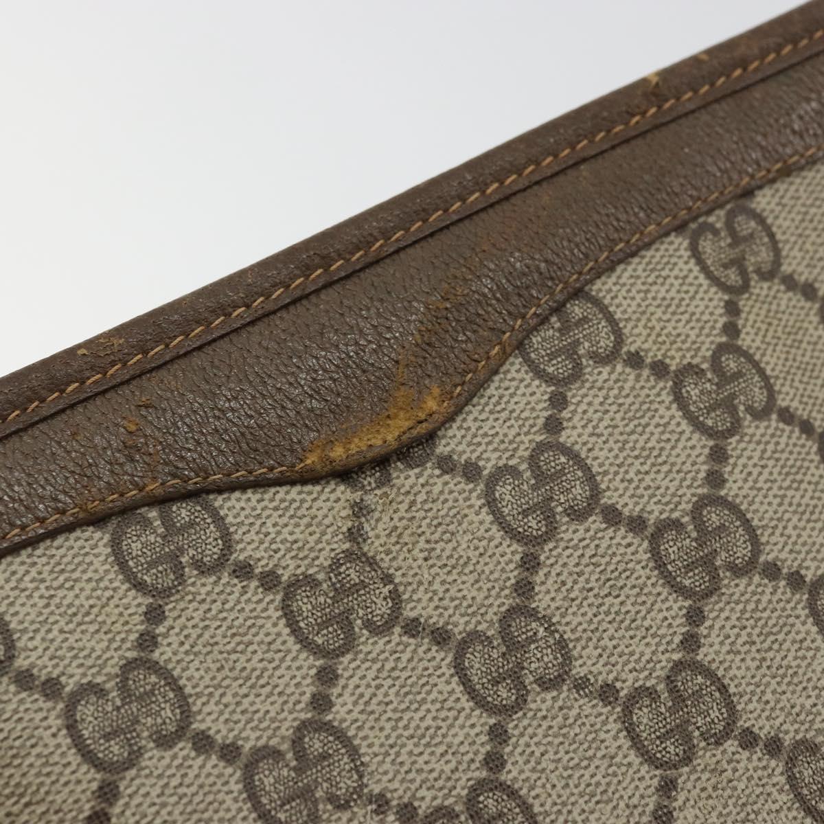 GUCCI GG Supreme Clutch Bag PVC Beige Gold 97 01 038 Auth 177482