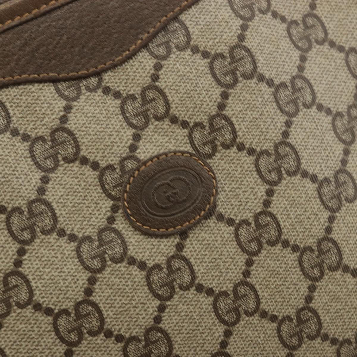 GUCCI GG Supreme Clutch Bag PVC Beige Gold 97 01 038 Auth 177482