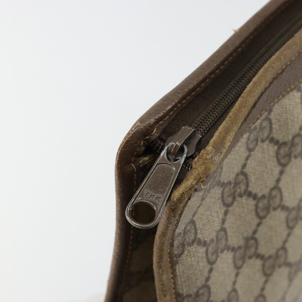 GUCCI GG Supreme Clutch Bag PVC Beige Gold 97 01 038 Auth 177482