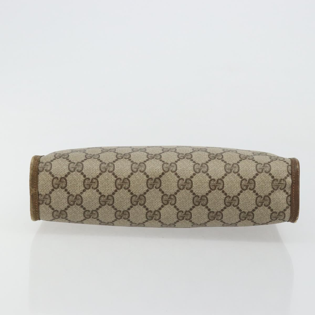 GUCCI GG Supreme Clutch Bag PVC Beige Gold 97 01 038 Auth 177482