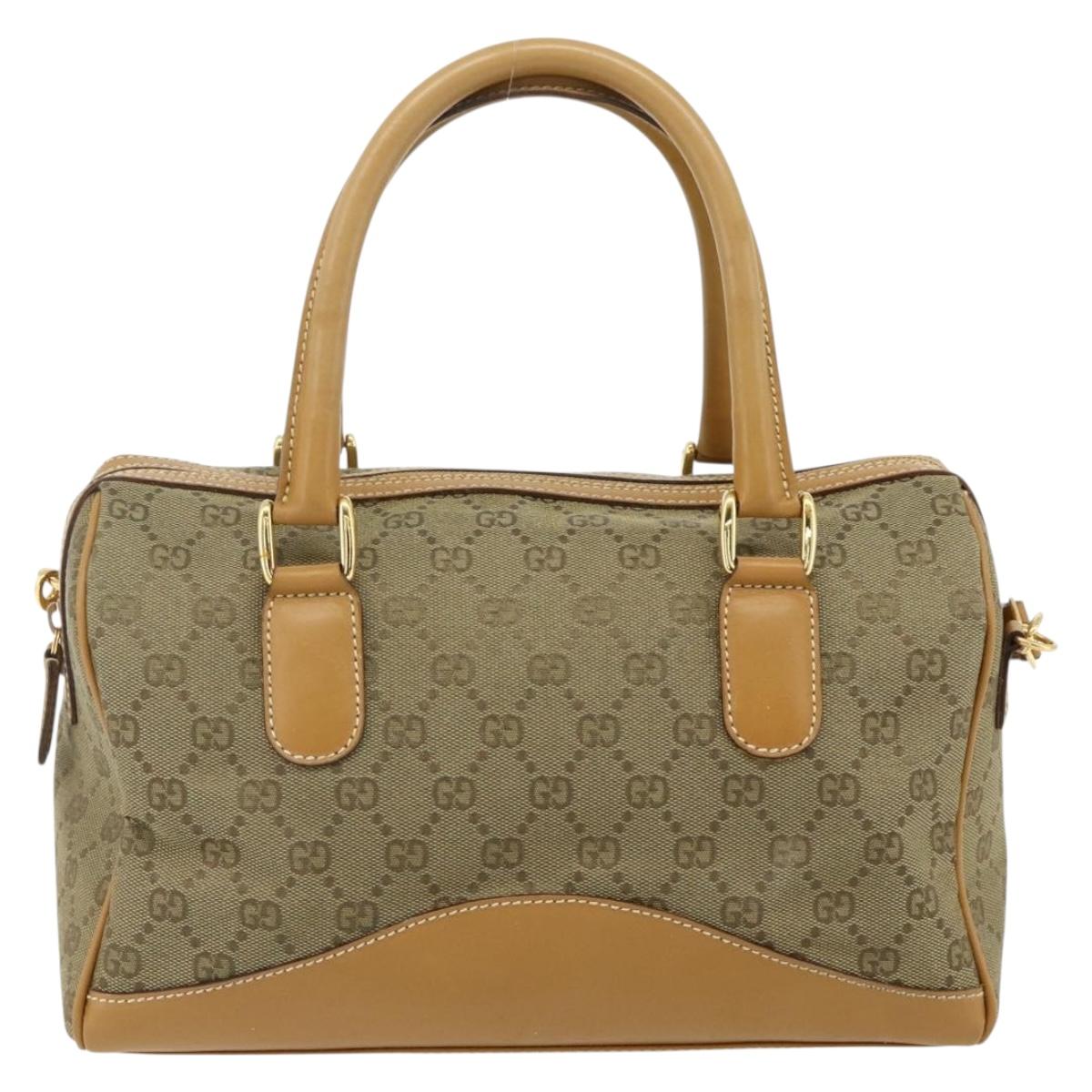 GUCCI GG Canvas Hand Bag 2way Beige Gold 000 2854 0281 Auth 177485