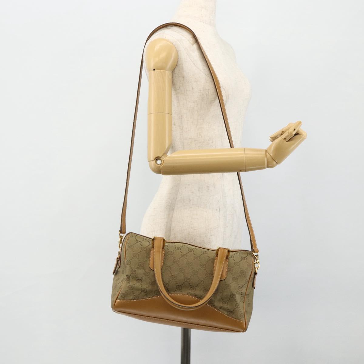 GUCCI GG Canvas Hand Bag 2way Beige Gold 000 2854 0281 Auth 177485