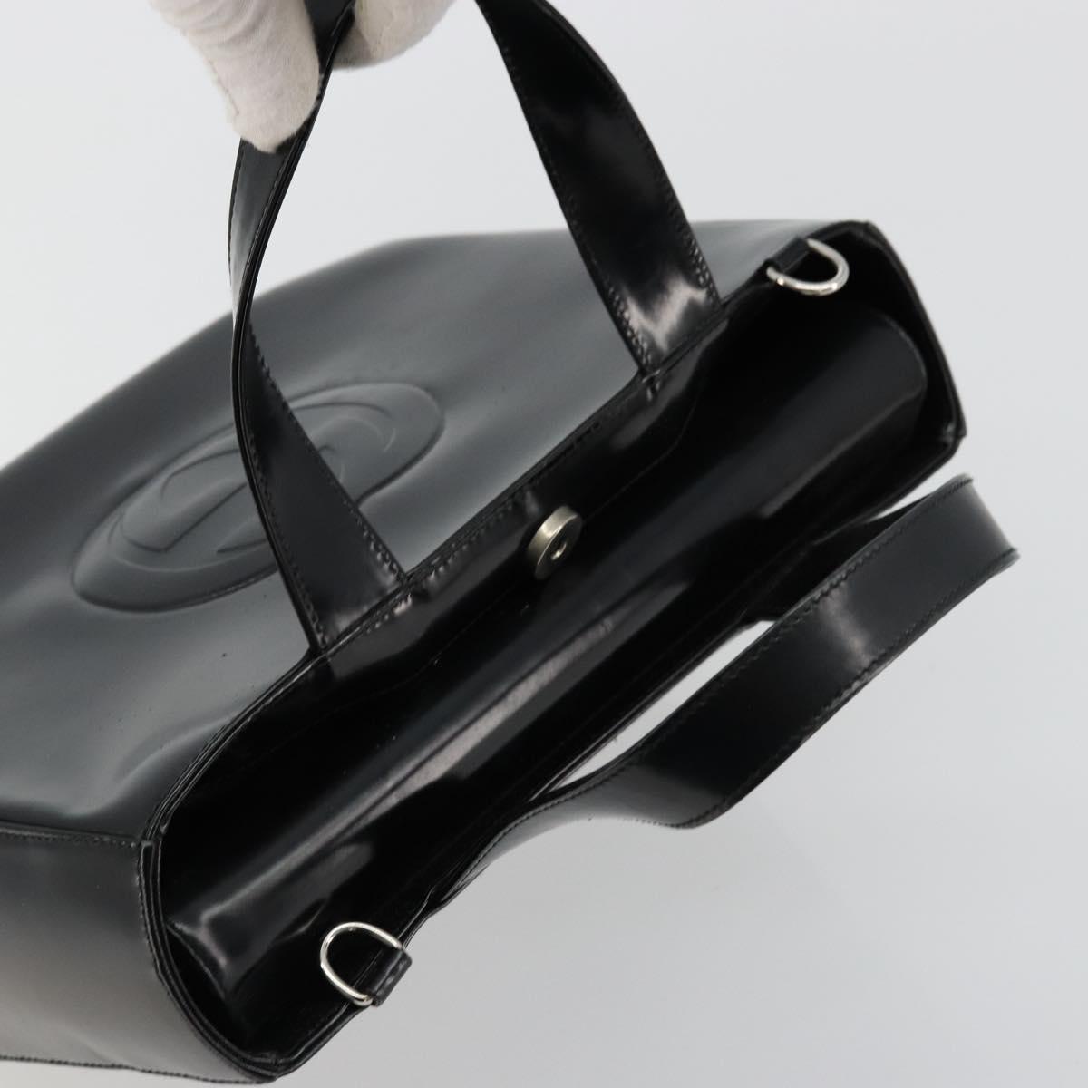 GUCCI Hand Bag Patent leather Black Silver 000 2058 0504 5 Auth 177486