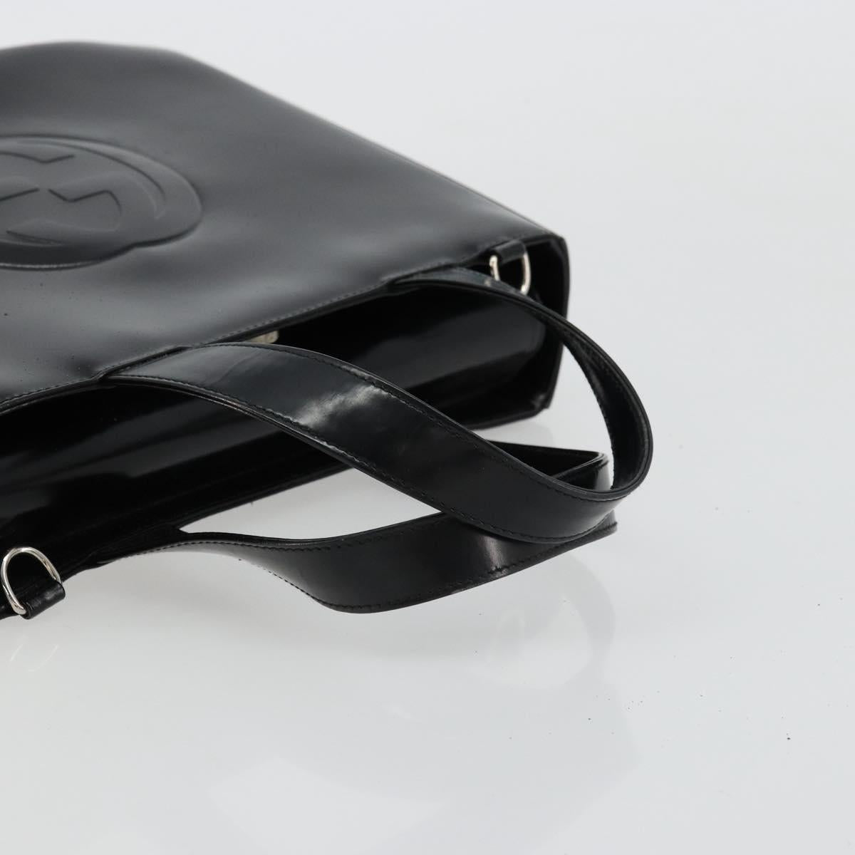 GUCCI Hand Bag Patent leather Black Silver 000 2058 0504 5 Auth 177486