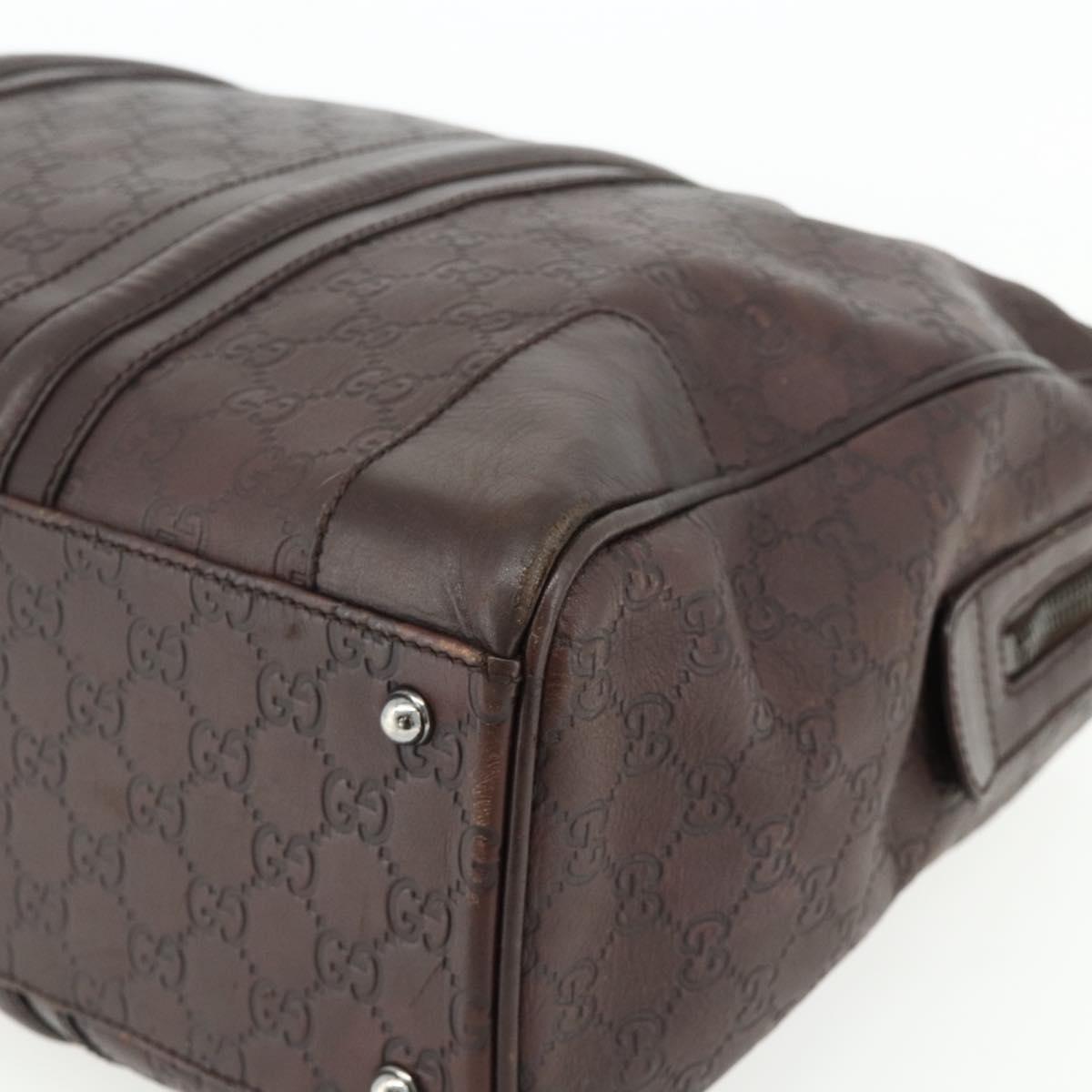 GUCCI GG Canvas Guccissima Hand Bag Leather Brown Silver 145845 Auth 177487A
