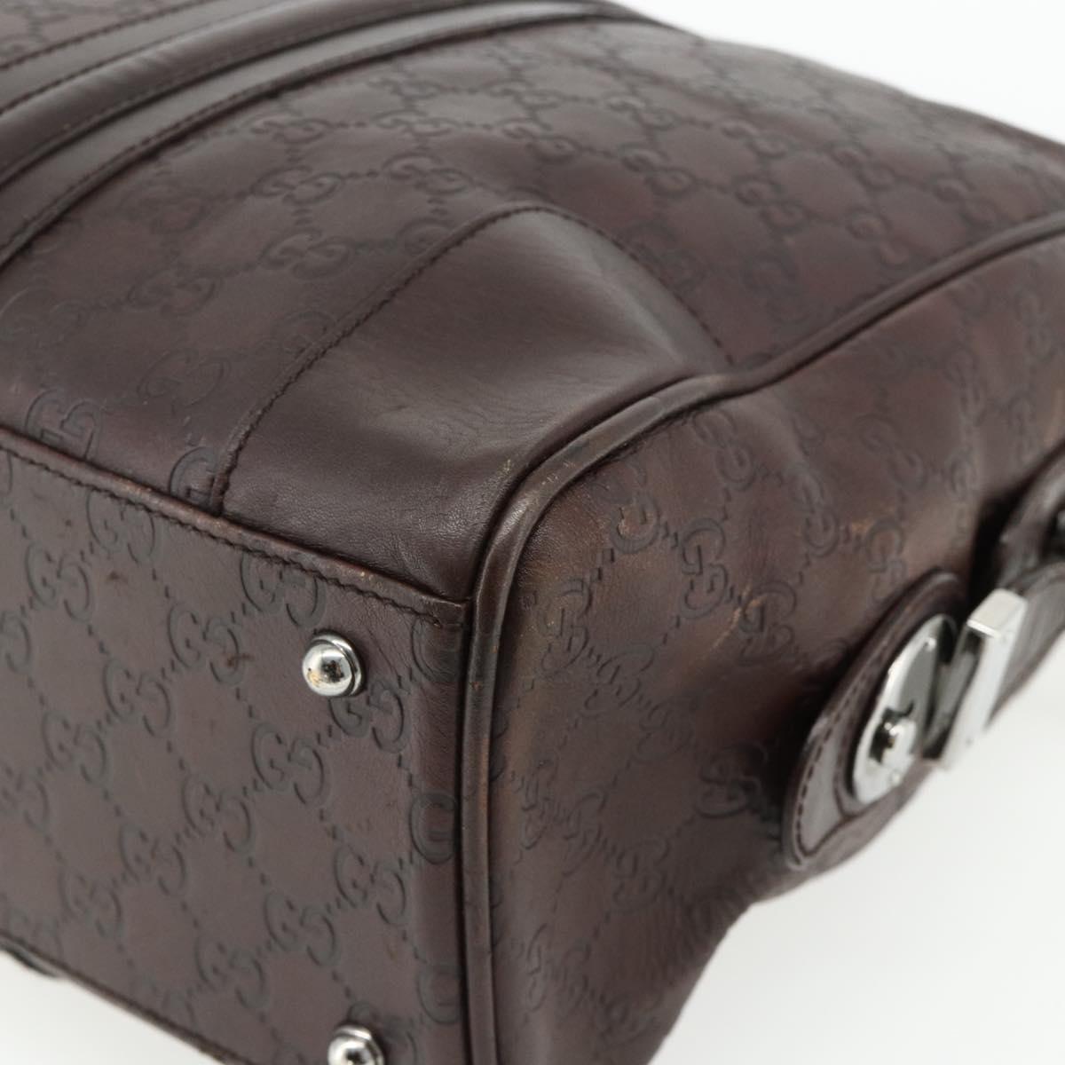 GUCCI GG Canvas Guccissima Hand Bag Leather Brown Silver 145845 Auth 177487A