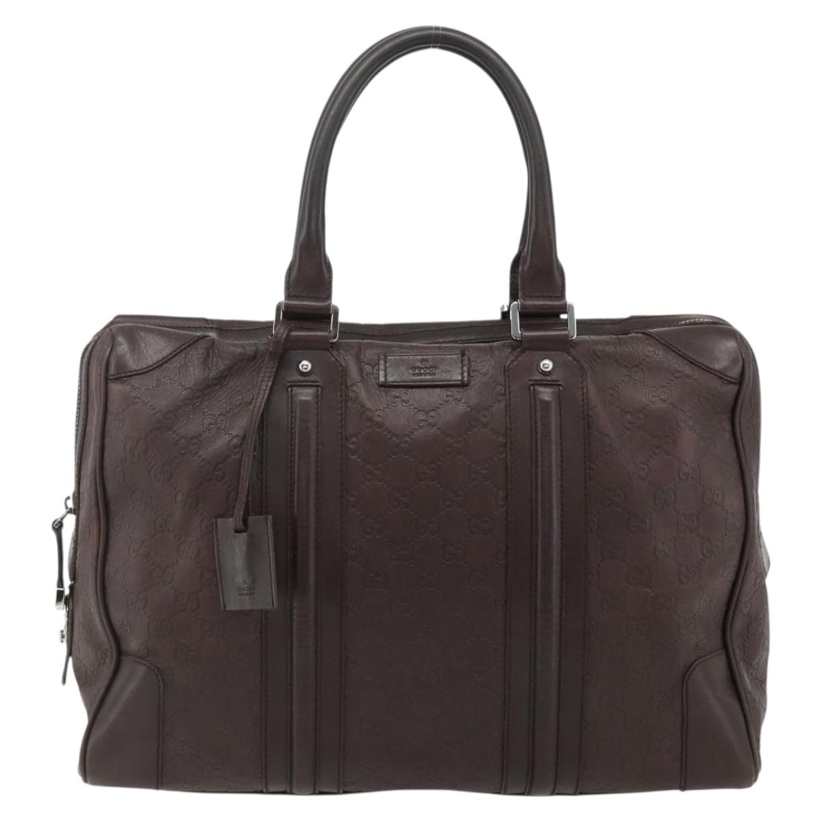 GUCCI GG Canvas Guccissima Hand Bag Leather Brown Silver 145845 Auth 177487A