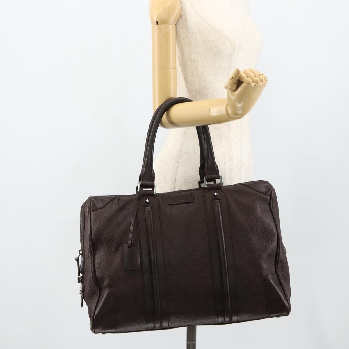 GUCCI GG Canvas Guccissima Hand Bag Leather Brown Silver 145845 Auth 177487A