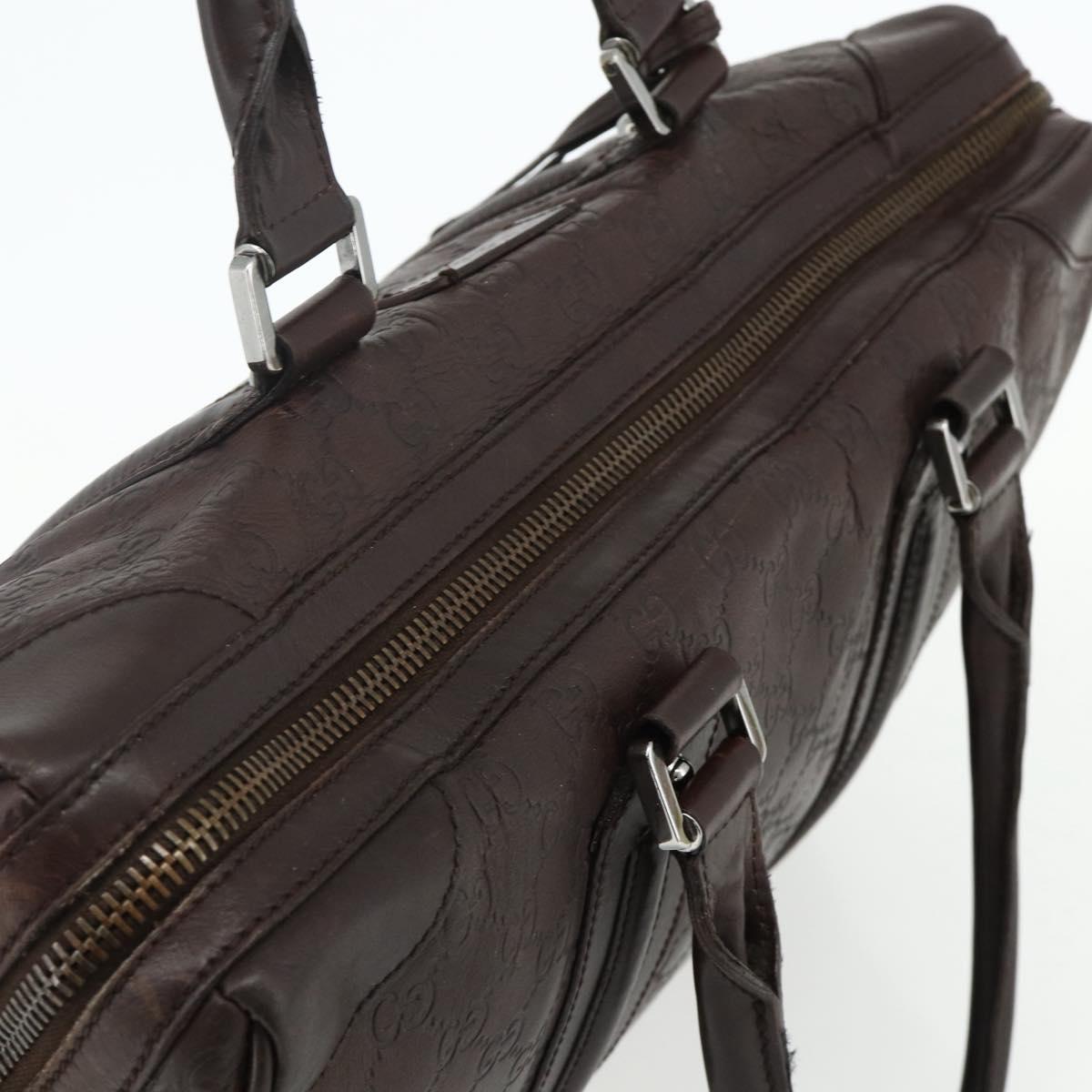 GUCCI GG Canvas Guccissima Hand Bag Leather Brown Silver 145845 Auth 177487A