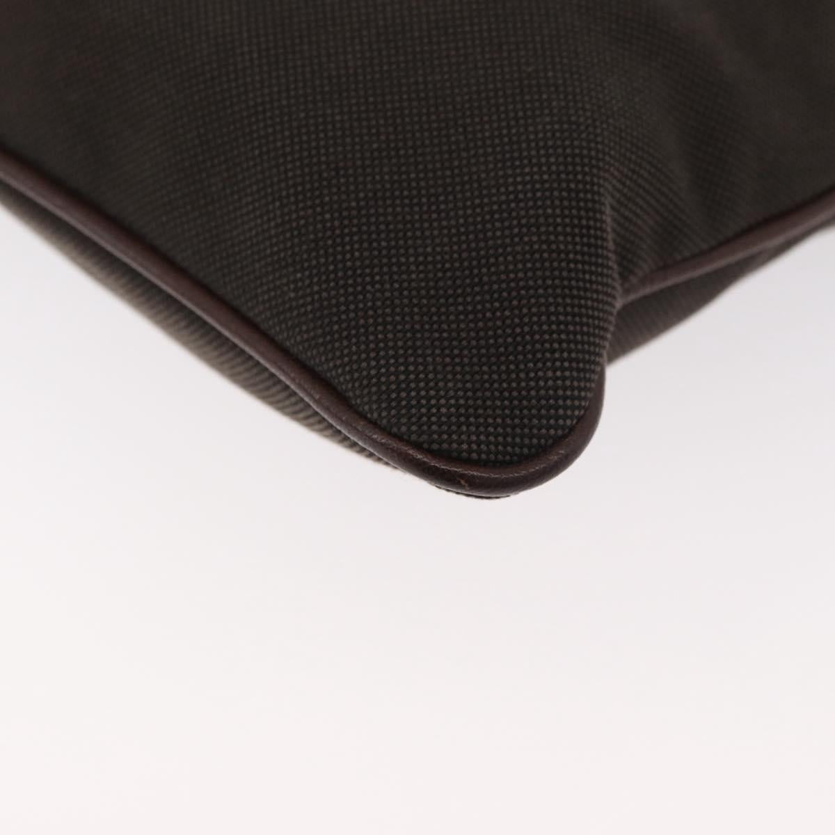 PRADA Shoulder Bag Canvas Brown Gold Auth 177488A