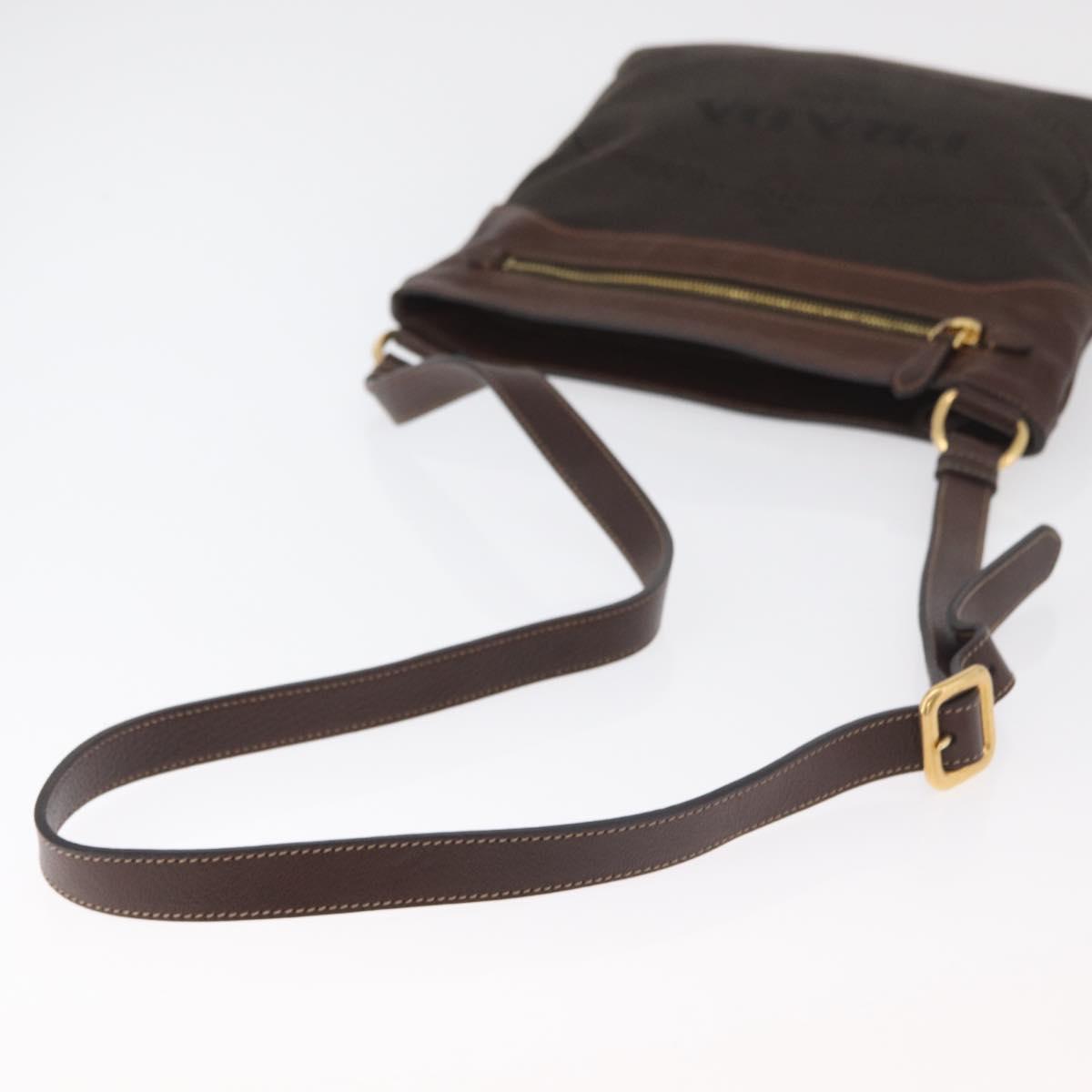 PRADA Shoulder Bag Canvas Brown Gold Auth 177488A
