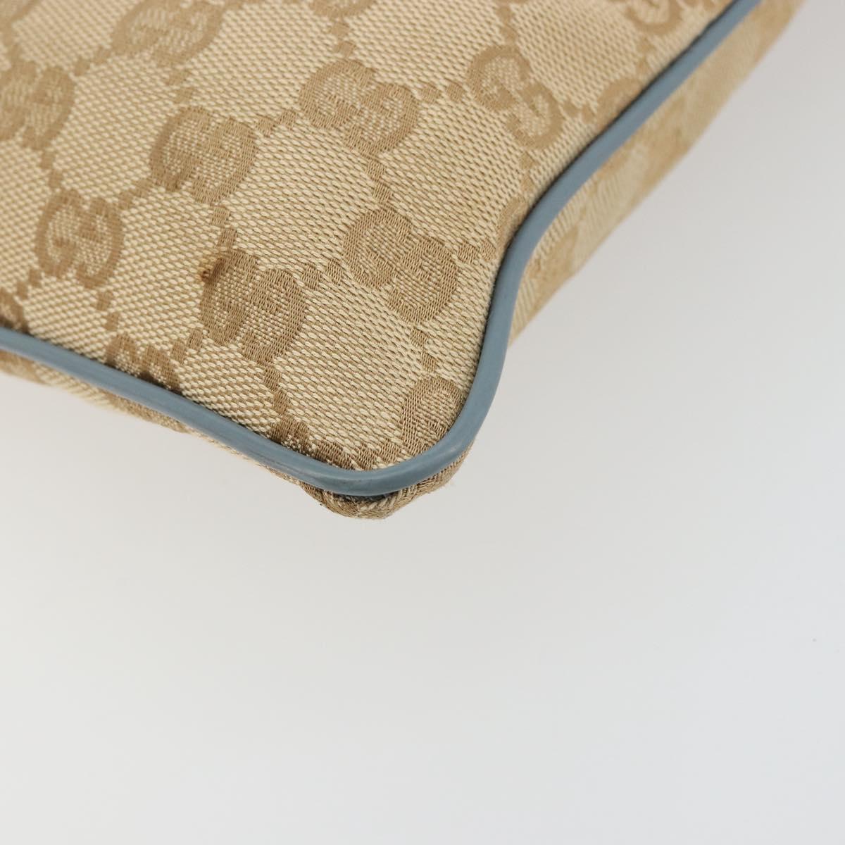GUCCI GG Canvas Sherry Line Shoulder Bag Beige Silver 146309 Auth 177489A