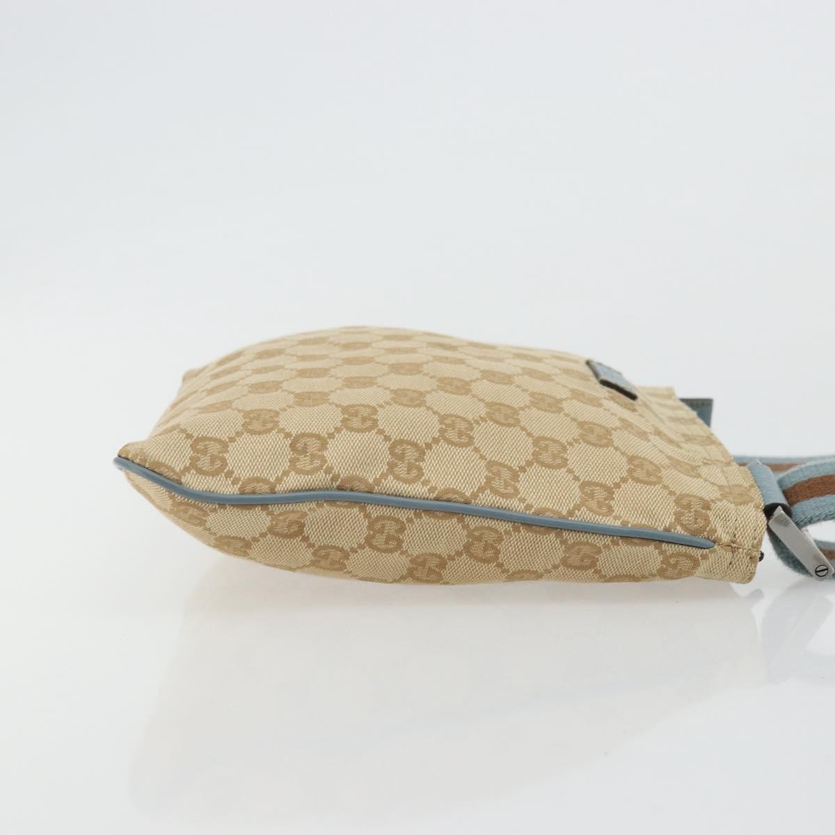 GUCCI GG Canvas Sherry Line Shoulder Bag Beige Silver 146309 Auth 177489A
