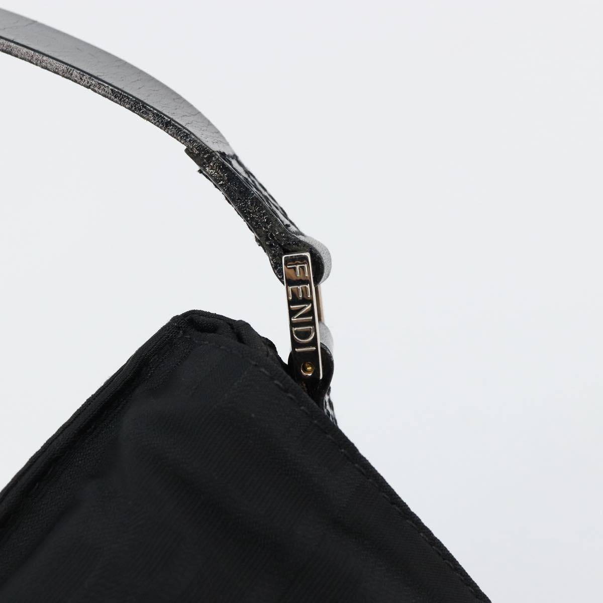 FENDI Zucca Canvas Shoulder Bag Black Silver Auth 177493A