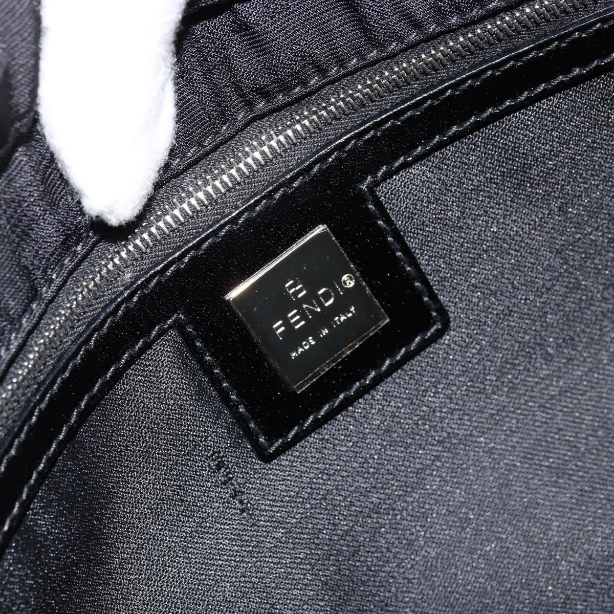 FENDI Zucca Canvas Shoulder Bag Black Silver Auth 177493A