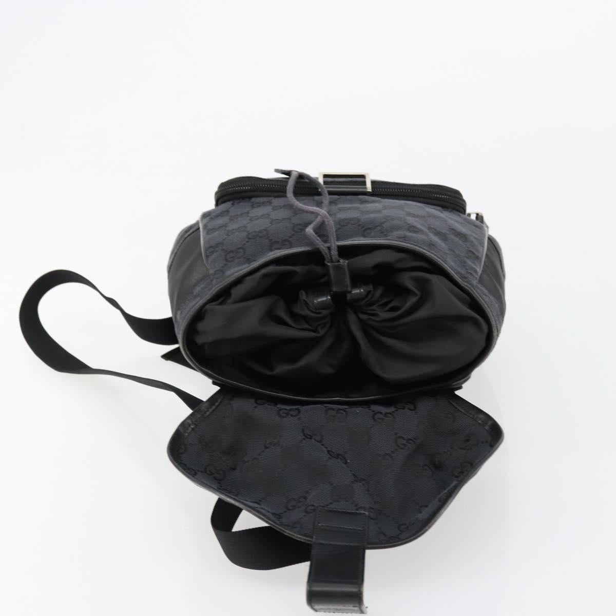 GUCCI GG Canvas Backpack Black Silver 019 0352 Auth 177495A